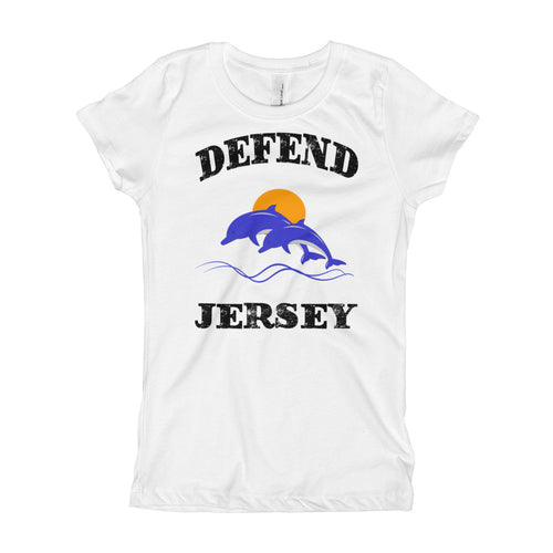 Defend Jersey Dolphins Color Girl's T-Shirt w/Black Design