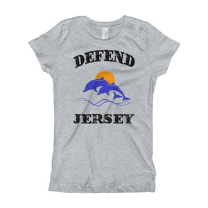 Defend Jersey Dolphins Color Girl's T-Shirt w/Black Design