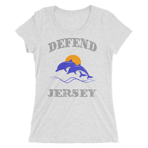 Defend Jersey Dolphins Color Ladies' short sleeve t-shirt w/Gray Design