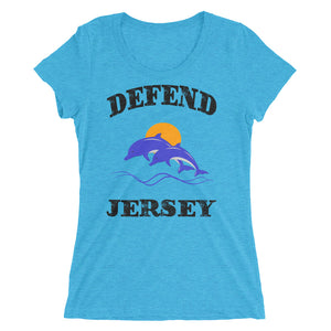 Defend Jersey Dolphins Color Ladies' short sleeve t-shirt w/Black Design