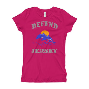Defend Jersey Dolphins Color Girl's T-Shirt w/Gray Design