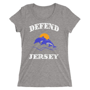 Defend Jersey Dolphins Color Ladies' short sleeve t-shirt w/White Design