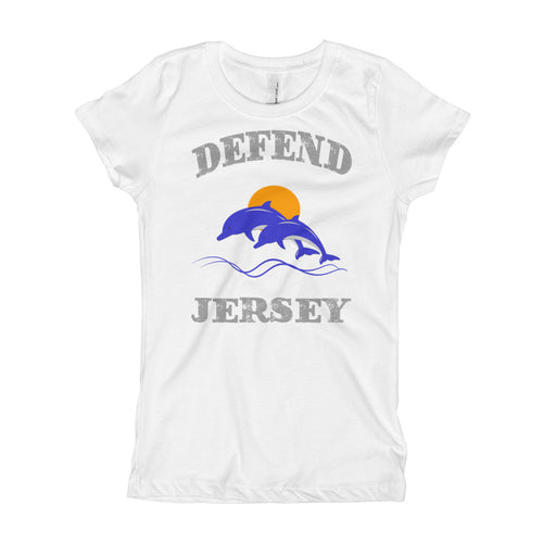 Defend Jersey Dolphins Color Girl's T-Shirt w/Gray Design